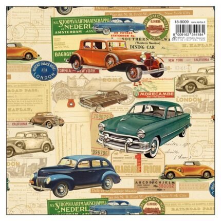 Papel coches oldies efecto gold