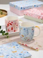 TAZA PORCELANA DECORADA AZUL